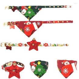 Dog Collars Christmas Cat Collar Holiday Cats Triangular Scarf Adjustable Neck Strap Puppy Necklace Grooming Accessories