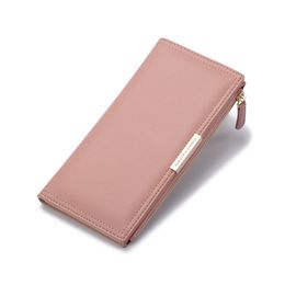 Two Fold Long Wallet For Women Korean Fashion Credit Card Holder With Coin Pocket Clutch Purse Made Of Leather Slim Wallets