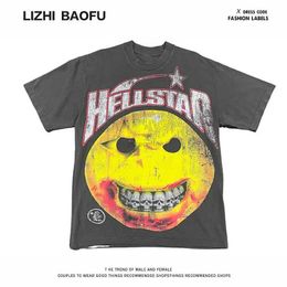 Designer Fashion Clothing Tees Tshirts Hellstar Studios High Street Evil Smile Printed Trendy American Short Pomelo Men's and Women's T-shirt Rock Hip hop