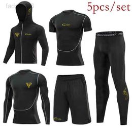 Fishing Accessories New Gamakatsu Fishing Suit UV-protective Clothing Set T Shirt Shorts Tops Pants Coat 5Pcs/Set Summer Men Sport Fishing Clothes HKD230706