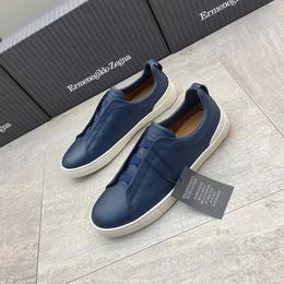 Sneakers casual in pelle Slip on Shoes Cross Tied Gentleman Light Mens Shoes