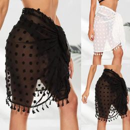 Women's Swimwear Irregular Multifunctional Scarf Bikini Cover Up Fringe Spliced Beach Skirt