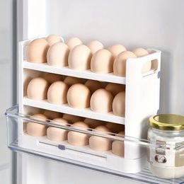 Flippable Egg Holder For Refrigerator, 3 Layer Egg Storage Container For Refrigerator Side Door, Large Capacity Egg Container, Egg Storage 30 Count