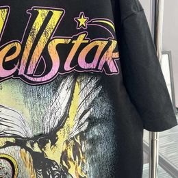 Дизайнерская модная одежда футболка Tshirts Hellstar American High Street Fashion Brand Eagle Print Ship Fit Fitor негабаритный мужской универсальный короткий рукав хип -хоп -футбол