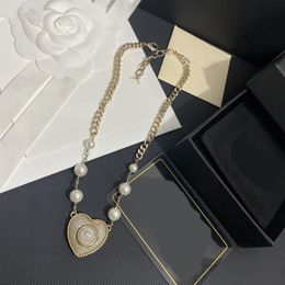 Luxury Heart Pendant Necklaces Designer Pearl Gold Plated Jewellery for Women Girl Valentine's Mother's Day
