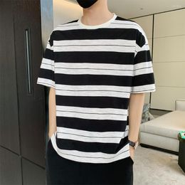 Men's T Shirts Striped For Mans Casual 2023 Brand Streetwear Hip Hop Sweatshirts Short Sleeve Men Tops