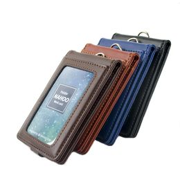 Other Office School Supplies Leather Lanyard Card Holder Stand Neck Strap Badge Staff Bus ID Business Cover Po Stationary 230705