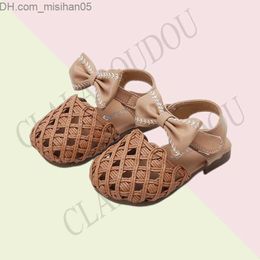 Sandals 11-15cm brand fashion children's sandals for girls solid closed toe cute bow little princess summer dress shoes baby shoes Z230707