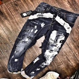 DSQ PHANTOM TURTLE Men's Jeans Mens Luxury Designer Jeans Skinny Ripped Cool Guy Causal Hole Denim Fashion Brand Fit Jeans Me237b
