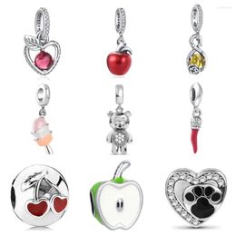 Loose Gemstones 925 Sterling Silver Apple Chocolate Cherry DIY Fine Beads Fit Original Charm Bracelet Jewellery For Women Gift