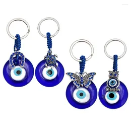 Keychains 4 Pcs Bag Pendant Key Supply Evil Eye Charm Car Trim Bags Ring Keys Accessories Glass Decorations Women Wallet