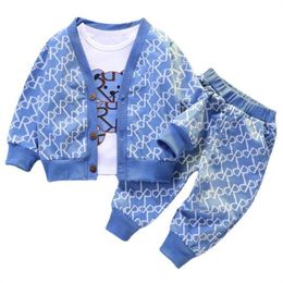 Kinderkleidungssets Designer-Kleidung für Babys, Boutique-Outfits, modisch bedruckt, Mäntel, T-Shirt und Hosen, 3-teilig, Anzüge, Jogging-Trainingsanzüge für Kinder