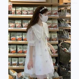 Party Dresses Puff Sleeve White Lace Tulle Mini Dress For Women Girl Fairy Core Kawaii 2023 Summer Female Birthday Fairycore