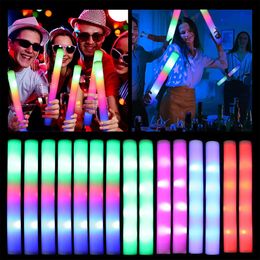 LED Glow Sticks Colourful RGB Fluorescent Luminous Foam Stick Cheer Tube Glowing Light For Wedding Birthday Party Supplies Props LT0106