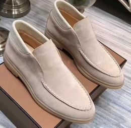 Loro Piano Quality Suede Shoes Mens Casual Top Nubuck Lock Walk Genuine Leather Luxury Lp Men Sneakers Designer Flats Slip-on Dress Shoe Boots 39-46