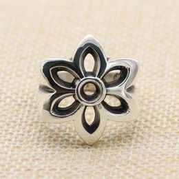 British Style s925 Sterling Silver Cherry Blossom Ring Men's Vintage Style Silver Ring Wide Index Finger Trendy Charm Middle Finger Ring