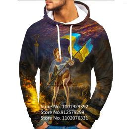 Men's Hoodies Ukraine Flag 3D Hoodie Men Brave Soldier Print Sweatshirt Unisex Pullover Casual Fashion Jacket Clothing