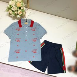 set di magliette di polo di colore blu set di sport estivi per bambini firmati ricamo ragazzi magliette di marca tute sportive per bambini 2023ss t-shirt estive abbigliamento per bambini di fascia alta