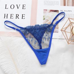 Women's Panties Women Cosplay Sexy Costumes Erotic Lingerie See-thru Transparent Embroidery G String Lace Sex Underwear Thong2679