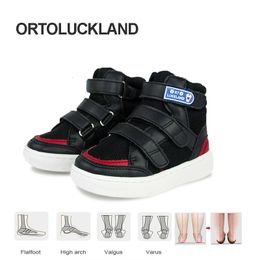 Sneakers Kids Boys Sneakers Black Orthopaedic Shoes For Children Girls Leisure Adjustable Strap Corrective Runing Casual School Footwear 230705