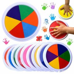 Stamps Funny 6 Colours Ink Pad Stamp DIY Finger Painting Craft Cardmaking Large Round for Kids Learning Education Drawing Toys 230705