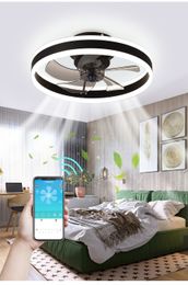 Led ceiling fan with light DC motor 6-speed timing fan 50CM low floor loft remote control decorative