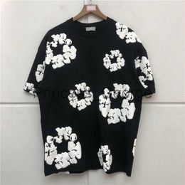 Men's T-Shirts Vintage Puff Print Cotton Printing T shirt Men Women Quality Heavy Fabric Tee Oversize Tops Short Sleeve x0706