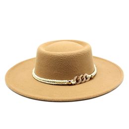 8.5CM Wide Brim Felt Fedora Hat Women Men Wool Derby Top Hats Gentleman Elegant Lady Panama Jazz Hat Formal Wedding Hat