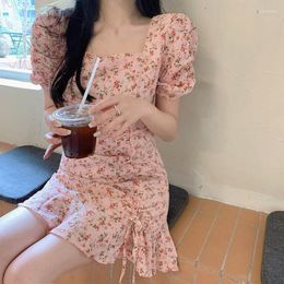 Casual Dresses Fragmented Flower Skirt Gentle Style INS Women's Summer Unique Design Art Sense Korean Temperament Dress