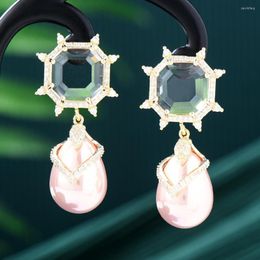 Dangle Earrings Missvikki Original Luxury Heart Pearl Drop For Women Fine Bridal Wedding Party 2023 Fashion Jewelry High Quality