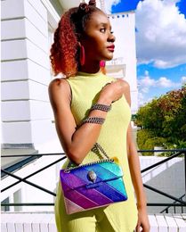 Genuine leather Mini Kurt Geiger handbag rainbow bag Luxury london purse Designer Women Man stripes Shoulder Fashion clutch tote crossbody sling Bags