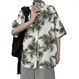 Men's Casual Shirts Summer Hawaiian Retro Floral Tree Print Men Short Sleeve Shirt Beach Streetwear Oversized Blouses Vintage Clothing