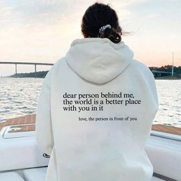 Womens Hoodies Sweatshirts Dear Person Behind Women Hoodie Funny Positive Quotes Aesthetic Pullover Trendy Mental Health Be Kind 230705