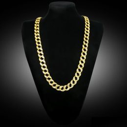 Chains New Miami Cuban Link Gold Plated Iced Out White Diamond Long Necklaces For Mens Hip Hop Jewellery Sell Drop Delivery Pendants Dhvgi