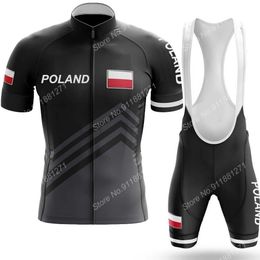 Cycling Jersey Sets Team Poland Set Summer Mens Bicycle Clothing Road Bike Shirts Suit Bib Shorts MTB Ropa Maillot 230706