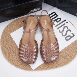 Dress Shoes 2023 New Melissa Women's Vintage Sandals Square Head Women's Hollow Jelly Shoes Adult Girls Treasure Head Sandals Women's T-shaped Sandals Z230707