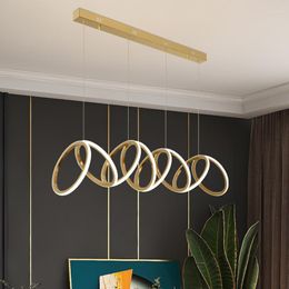 Pendant Lamps Modern Luxury Ring LED Lights For Dining Room Kitchen Lighting Lustre Decor Chandelier Indoor Bar Hanging Fixture