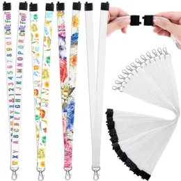 Sublimation Polyester Lanyard for ID Card Neck Lanyards with Badge Holder Heat Transfer Lanyard for Keychian Card Name