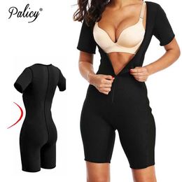 Waist Trainer Body Shaper Womens Slimming Sauna Suit Neoprene Underbust Bodysuit Fajas Leg Shapewear with Zipper Plus Size Y20254J