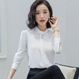 Women's Blouses White Shirts And 2023 In Long Sleeve Chiffon Clothing Office Ladies Work Wear Elegant Mujer Formal Shirt