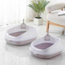 Cat Beds Anti-Splash Litter Box Reusable Bedpan Pets Toilet Semi-closed Cat's Bedpans With Shovel High Capacity Tray