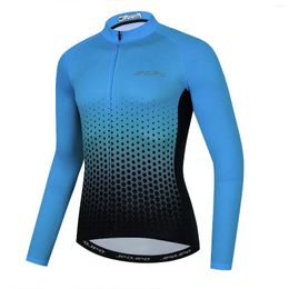Racing Jackets Men Cycling Jersey Long Sleeves Quick Dry Road Bike Clothing MTB Ropa Ciclismo Triathlon Uniform Sportwear Blue Maillot