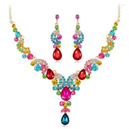 Pendant Necklaces Selling Bridal Necklace Set In Europe And America Fashionable High-end Crystal Jewellery Two-piece