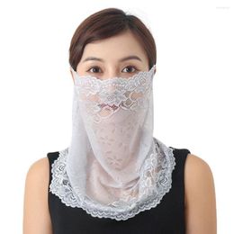 Scarves Summer Lace Sunscreen Mask Women Sun UV Protection Face Cover Scarf Hiking Cycling Shield Hanging Ear