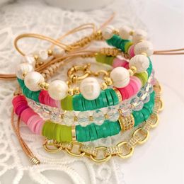 Charm Bracelets KKBEAD Heishi Pearl Bracelet Jewelry For Girl Gift Her CZ Zircon Turquoises Polymer Clay Beaded Pulseras Moda