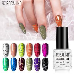 Nail Gel ROSALIND Crackle Gel Polish Semi Permanent Cracking Nail Lacquer Air Drying Hybrid Varnishes Nail Art Gel Polish Top Base Coat 230706