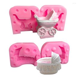 Baking Moulds 3D Baby Cradle Shape Silicone Fondant Mold DIY Crib Cake Tool Mousse Chocolate Stroller Plaster Resin Craft Mould