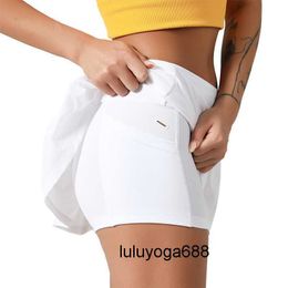 New 23ss lulus Pleated Tennis Skirt Lemens Women Gym Clothes Sports Shorts Female Running Fitness Dance Yoga Underwear Beach Biker Golf Skirts