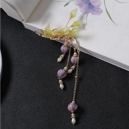 Hair Clips Chinese Style Purple Lily Of The Valley Edge Clip Fresh Ancient Costume Hanfu Retro Simple Cheongsam Daily With Accessories