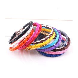 Charm Bracelets 10Pcs/Lot Pu Leather Bracelet Braided Rope Chain Wristband Fit Diy Beads Bangle For Women Men S Fashion Jewellery In B Dhtni